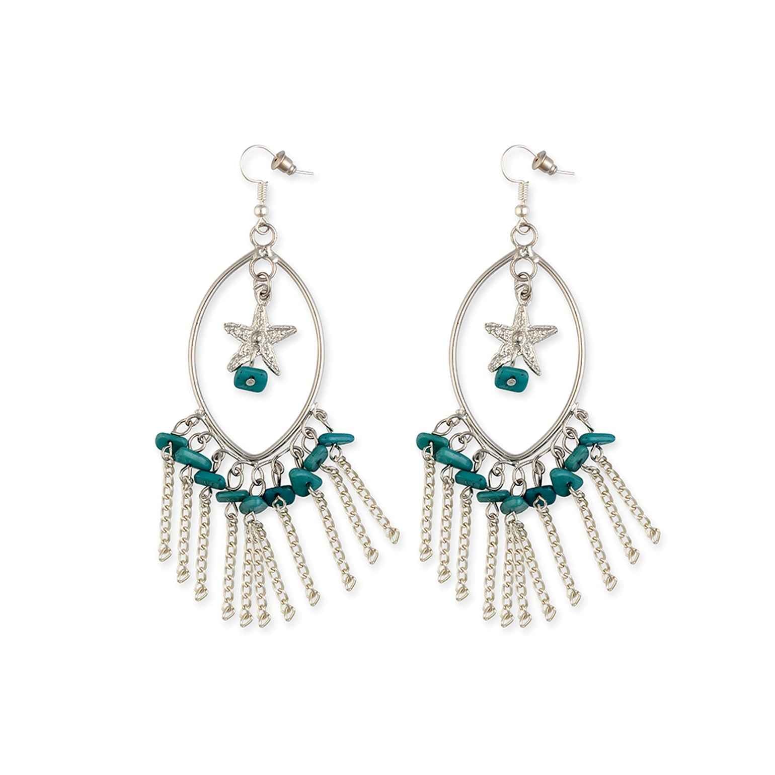 Star Sky Marquise Hoop Earrings