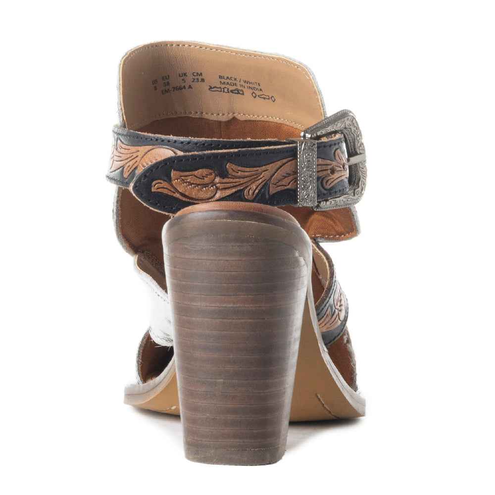 Myra Beth Jane Hairon Leather Boots - Handtooled Ankle Strap Brunch Boots for Bold Cowgirl Vibes