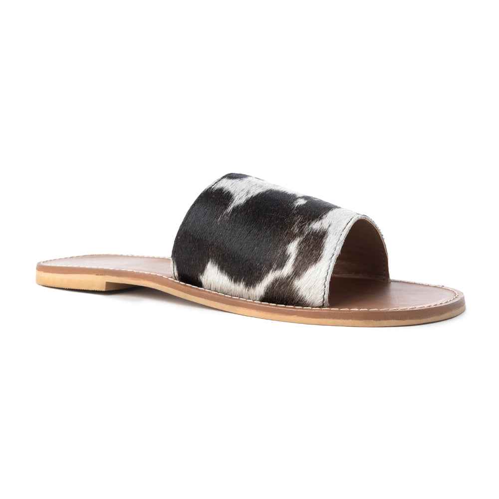 Kemma Hair-On Hide Sandals In Light And Ebony