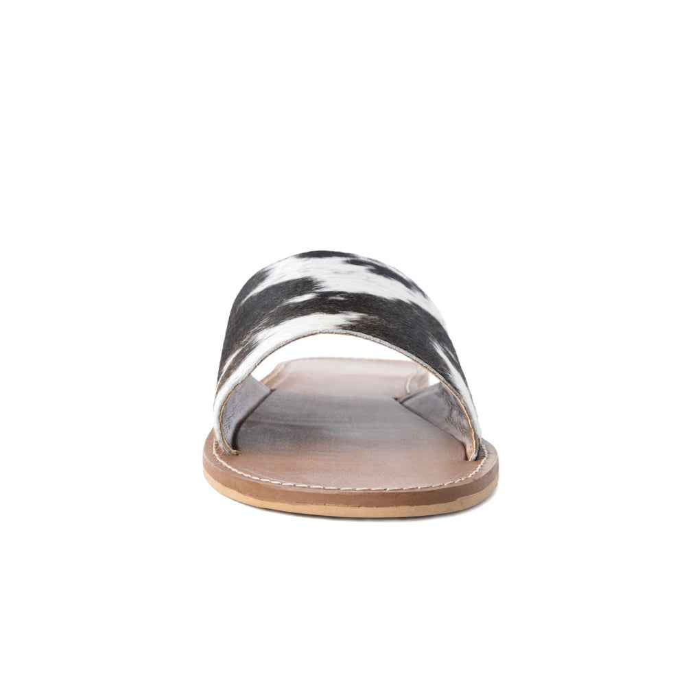 Kemma Hair-On Hide Sandals In Light And Ebony