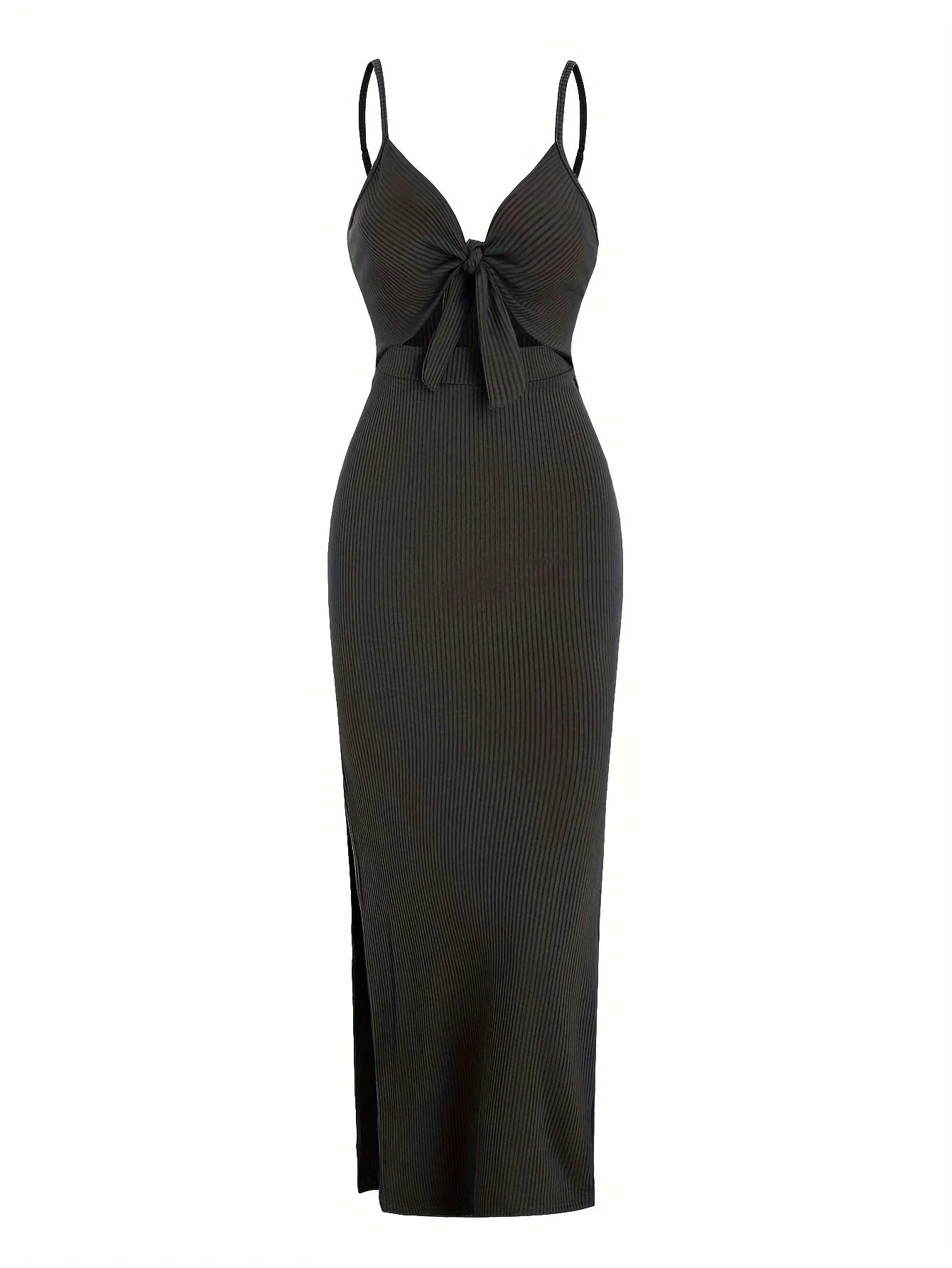 Europe and America knit simple sleeveless suspender dress in spring and summer, leaking back and sexy long skirt with neck. by Urban Fashion Icon