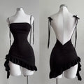 2025 popular European and American new dress with summer high-end feel Y2K sexy backless lace up spicy girl's hip hugging skirt by Urban Fashion Icon