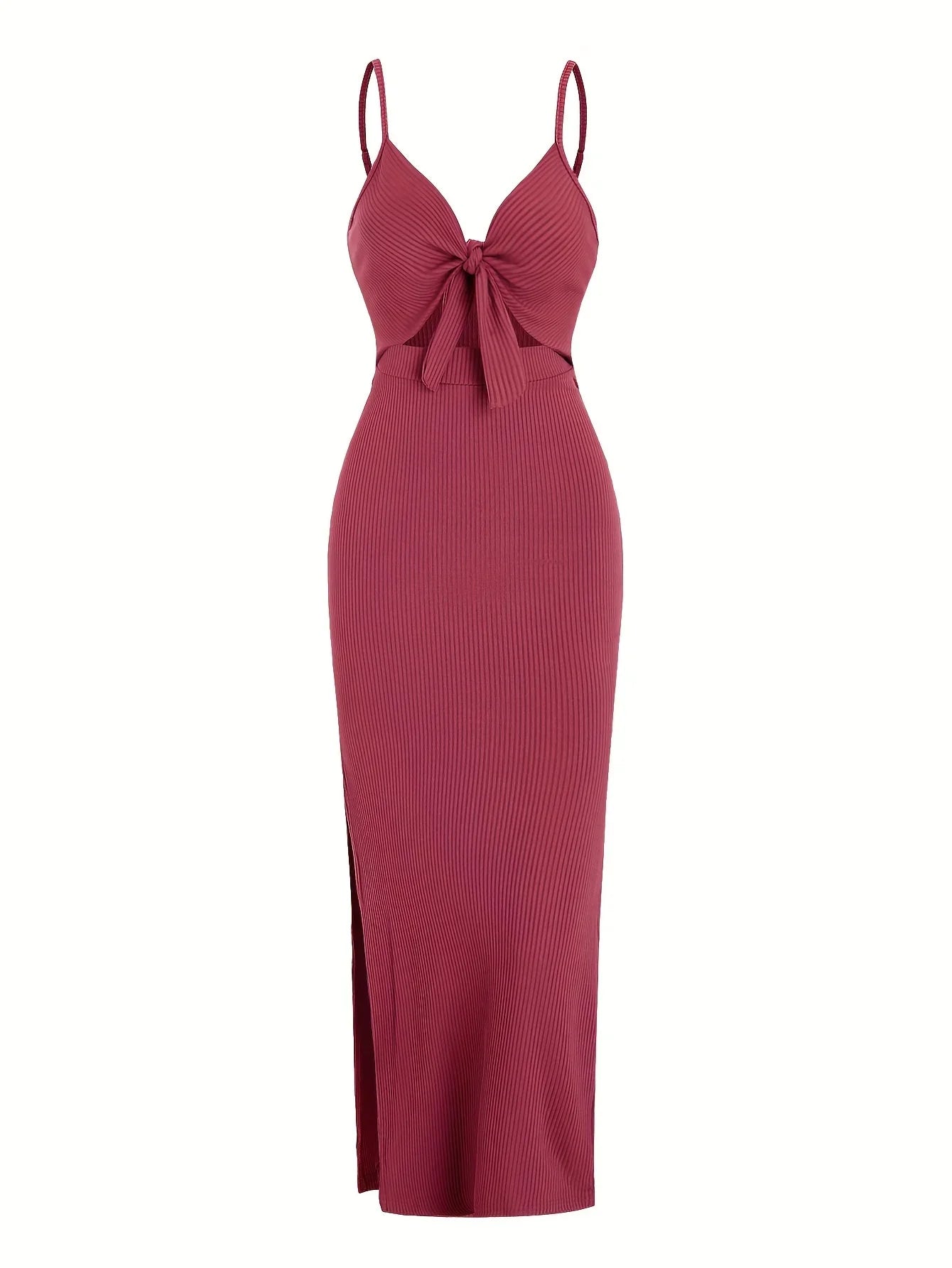 Europe and America knit simple sleeveless suspender dress in spring and summer, leaking back and sexy long skirt with neck. by Urban Fashion Icon