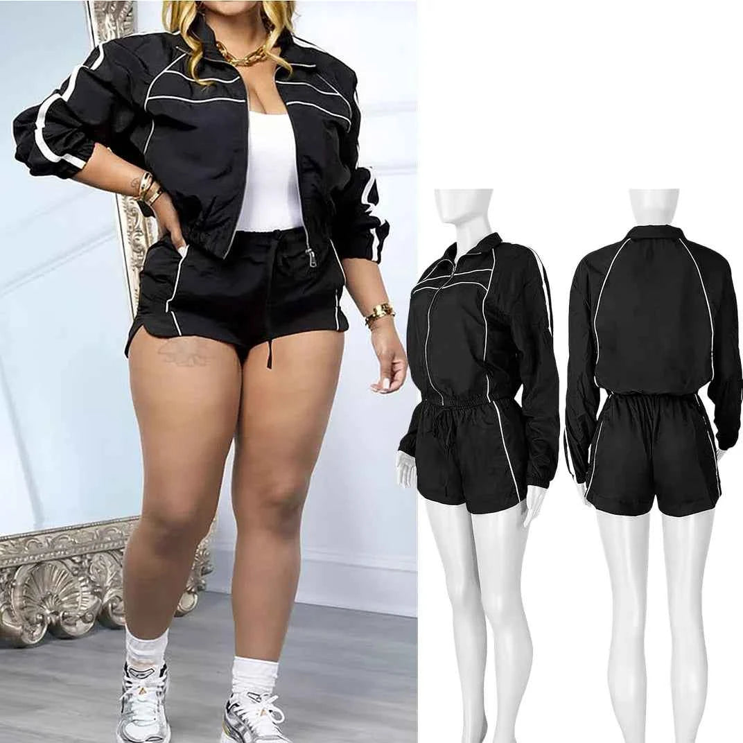 Color Block Drawstring and Jacket Shorts