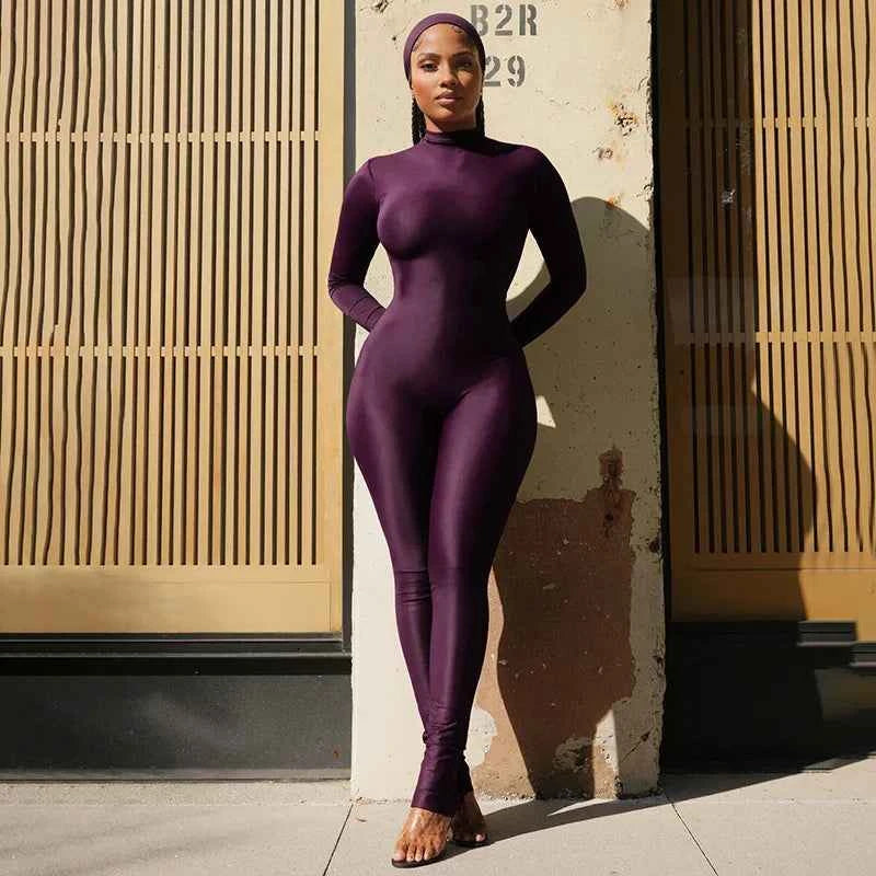 Back Zip Bodycon Jumpsuit