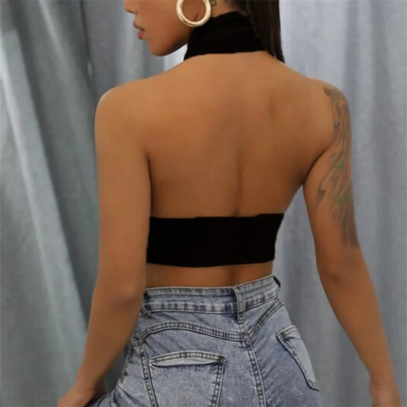 y2k Halter Top Women Summer Clothes Solid Color Sleeveless Backless Vest T Shirt 2000s Aesthetic Clothing Streetwear by Urban Fashion Icon