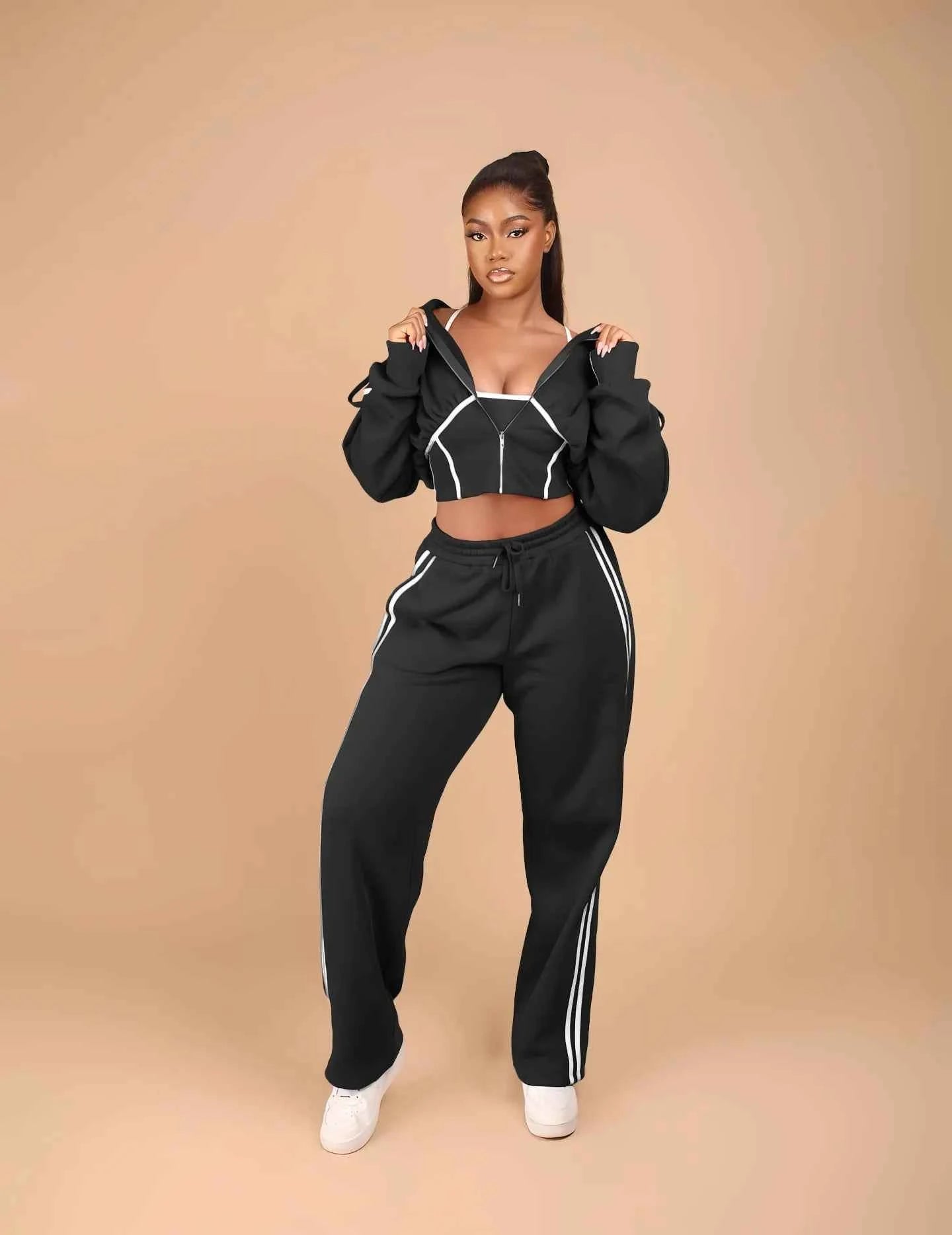 Striped Crop Pants Set