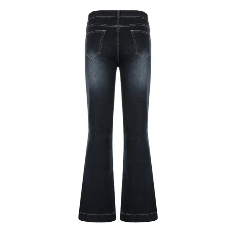 New y2k Flare Jeans Vintage Low Waisted Cute Trousers Aesthetic Streetwear Casual Cargo Pants Women Korean Distressed Jean by Urban Fashion Icon