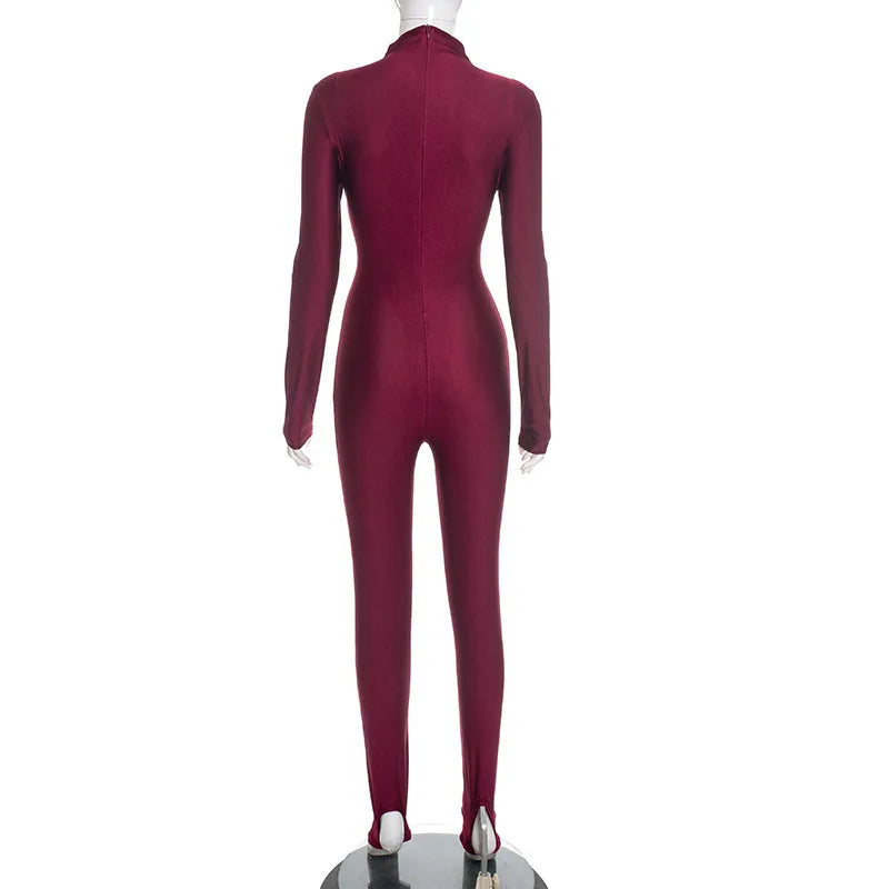 Back Zip Bodycon Jumpsuit