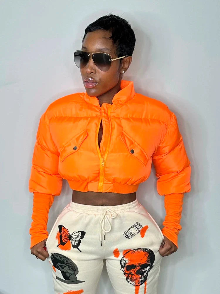 Cropped Bubble Puffer Jacket