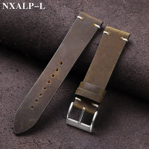 Vintage Oil Wax Leather Watch Band 18mm 20mm 21mm 22mm Handmade