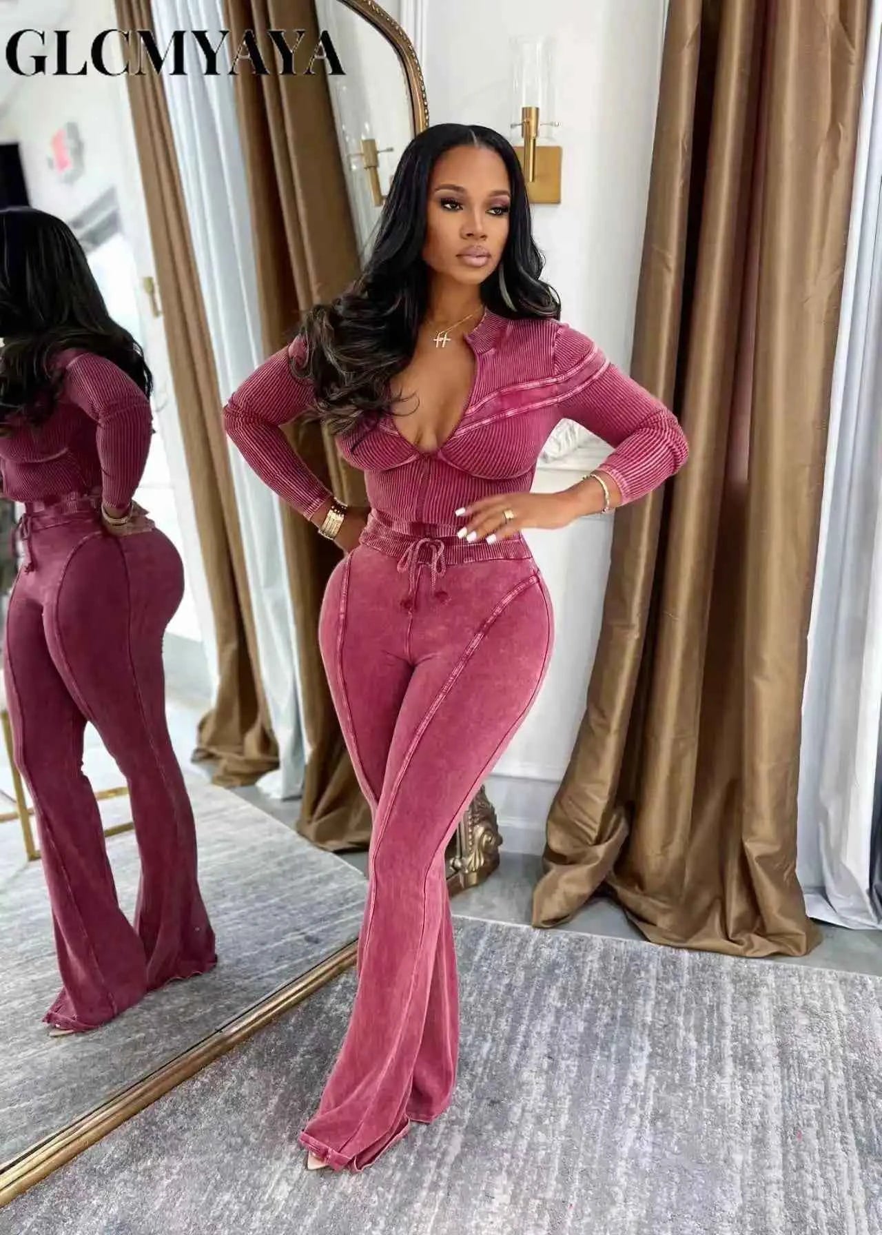 Fall ribbed pants set