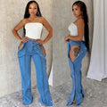 Denim Cargo Wide-Leg Jeans
