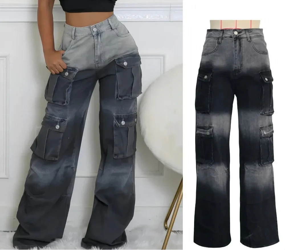 Gradient Solid Color Cargo Pocket