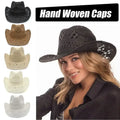 Summer Outdoor Men Women Hand-woven Western Cowboy Straw Hats Wide Brim Breathable Beach Jazz Cap Sun Protection Hat (Copy)