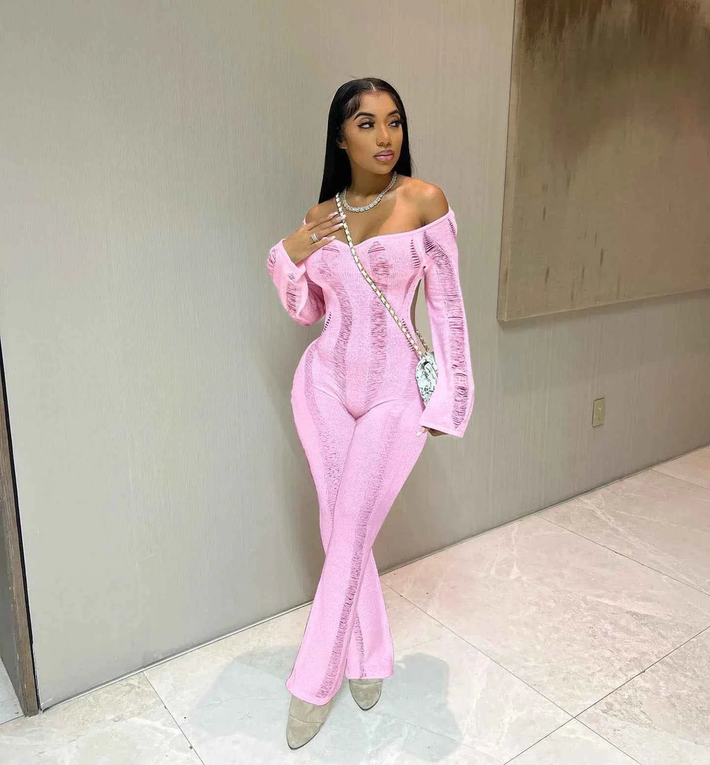 Crochet One-Piece Bodycon Romper