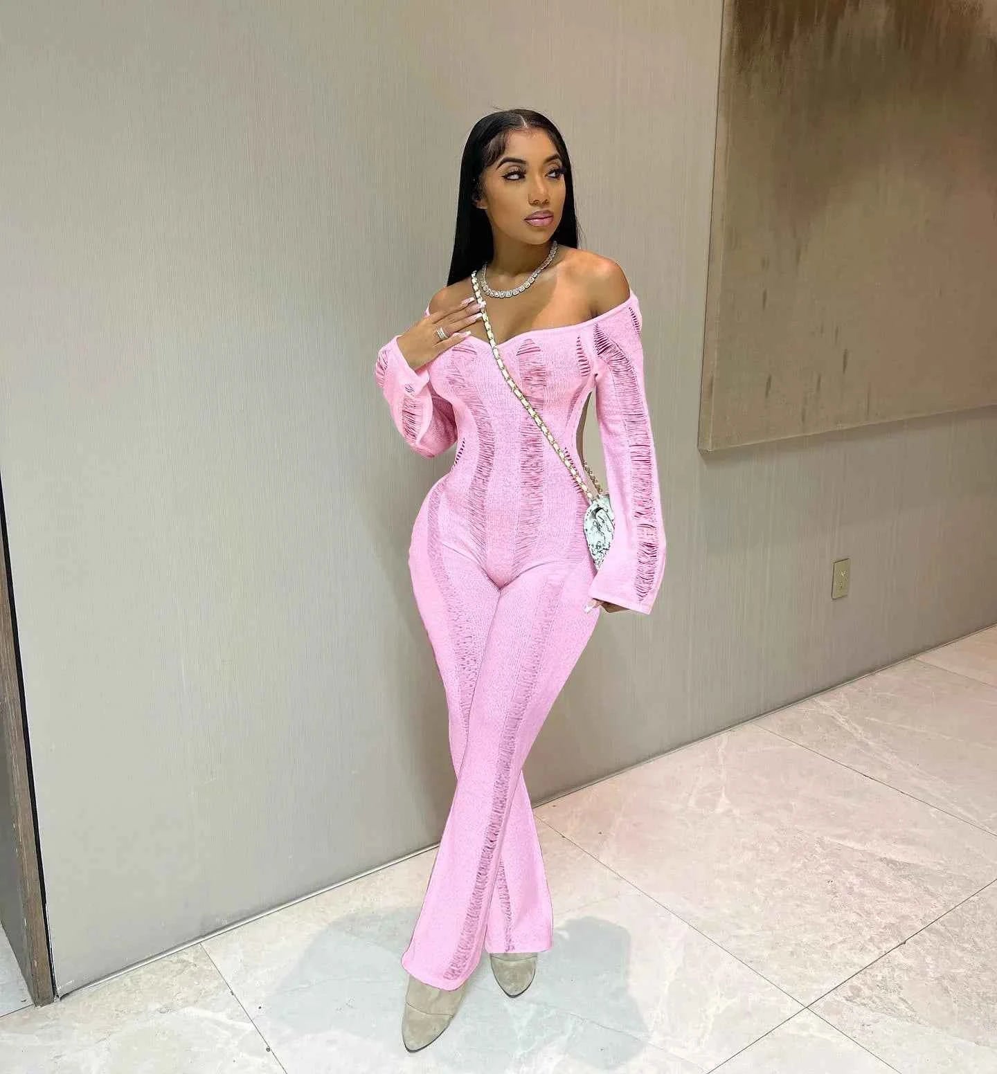 Crochet One-Piece Bodycon Romper