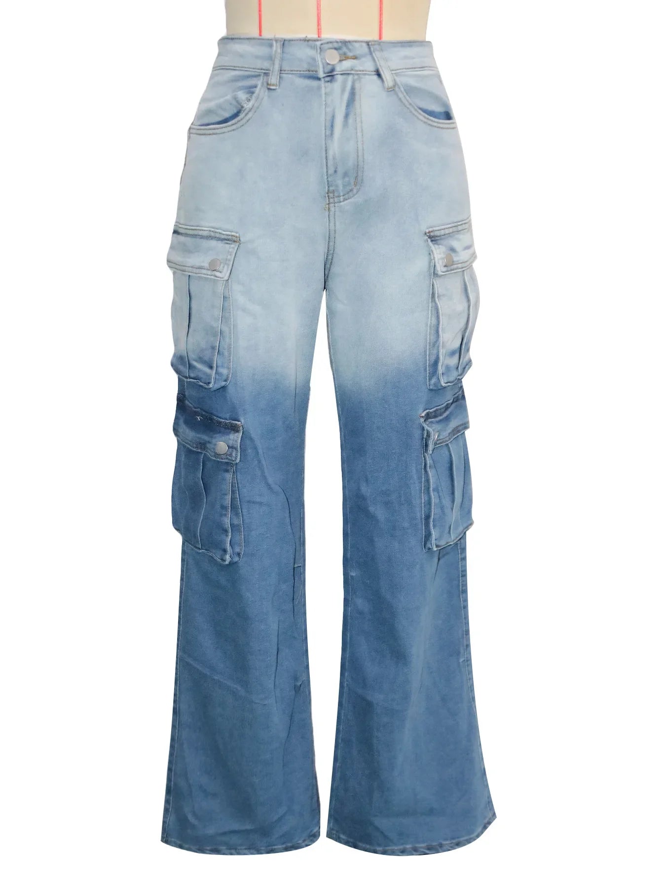 Gradient Solid Color Cargo Pocket