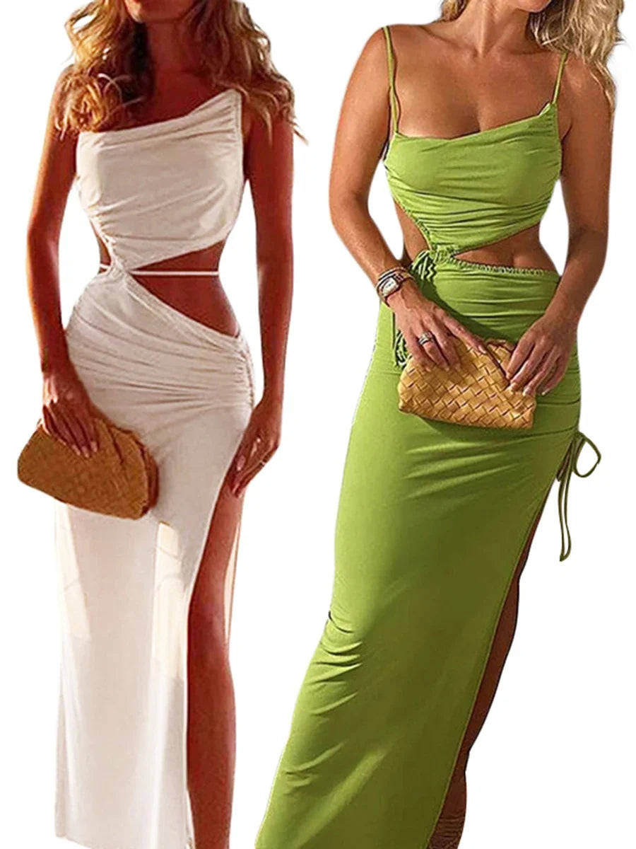 Summer Beach Casual Sexy Hollow Backless Tie Up Slip Dress by nowadaysfashion