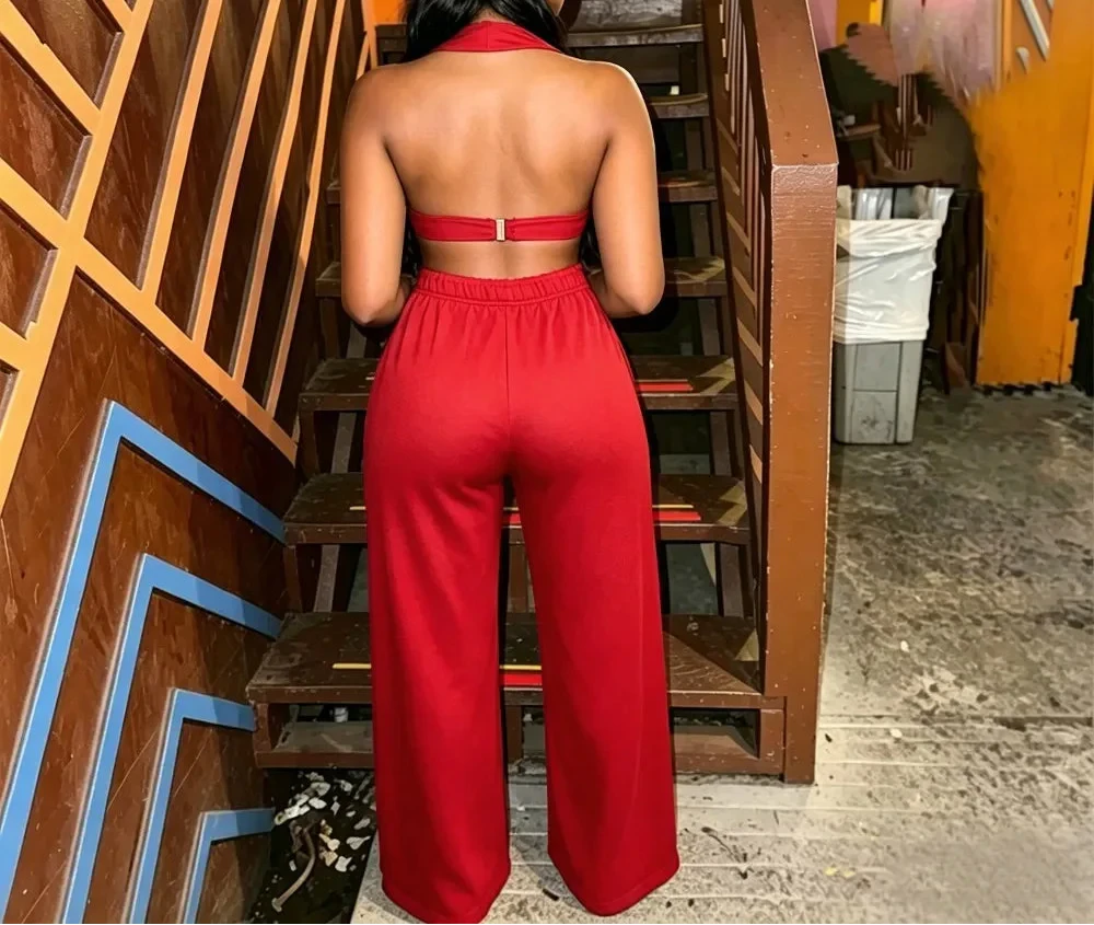 Hole Loose Pants Two-Piece Set