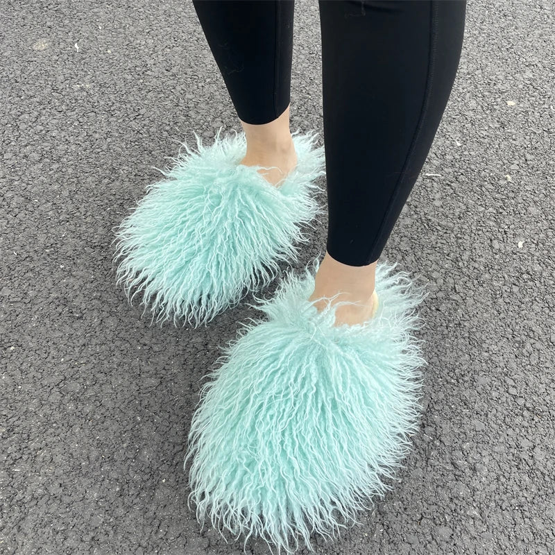 Fluffy Faux Fur Slides