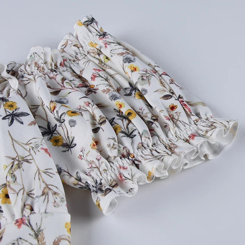 Summer Floral Off Shoulder Puff Sleeve Maxi Dress by nowadaysfashion