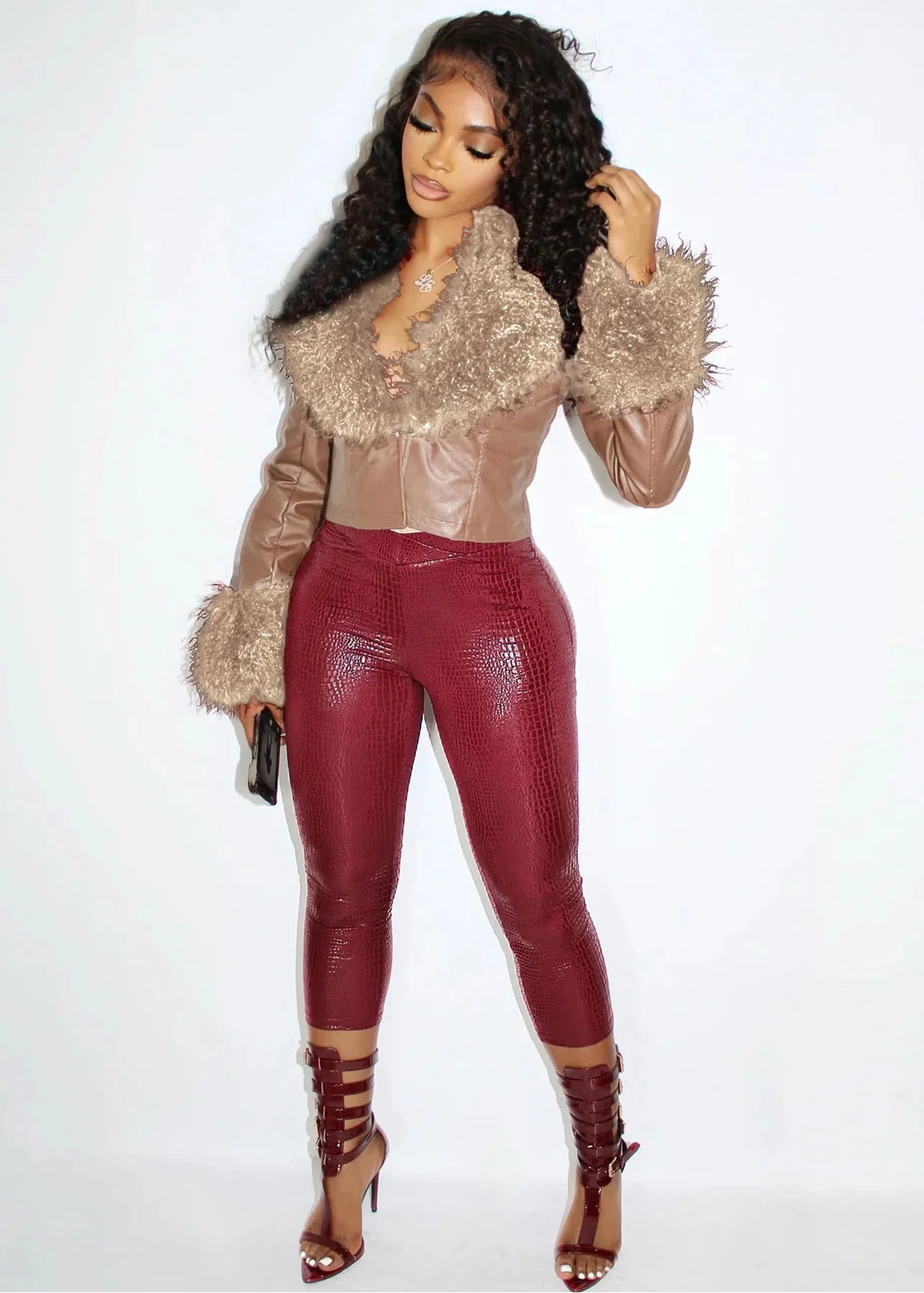 Elegant Leather Fur Jacket