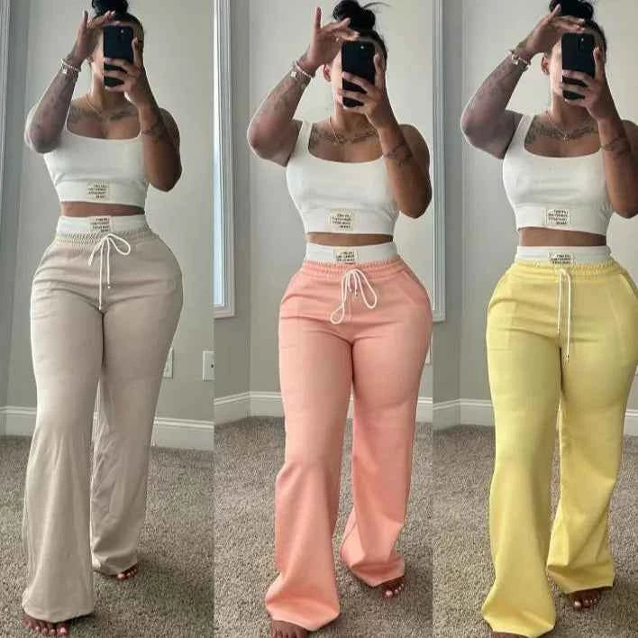 Solid Tank Top + Drawstring Pants Set