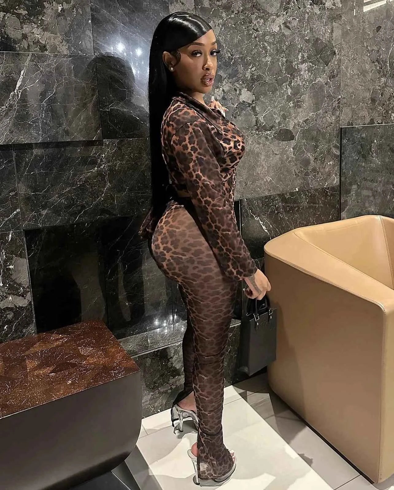 Leopard Print Mesh Bandage Set