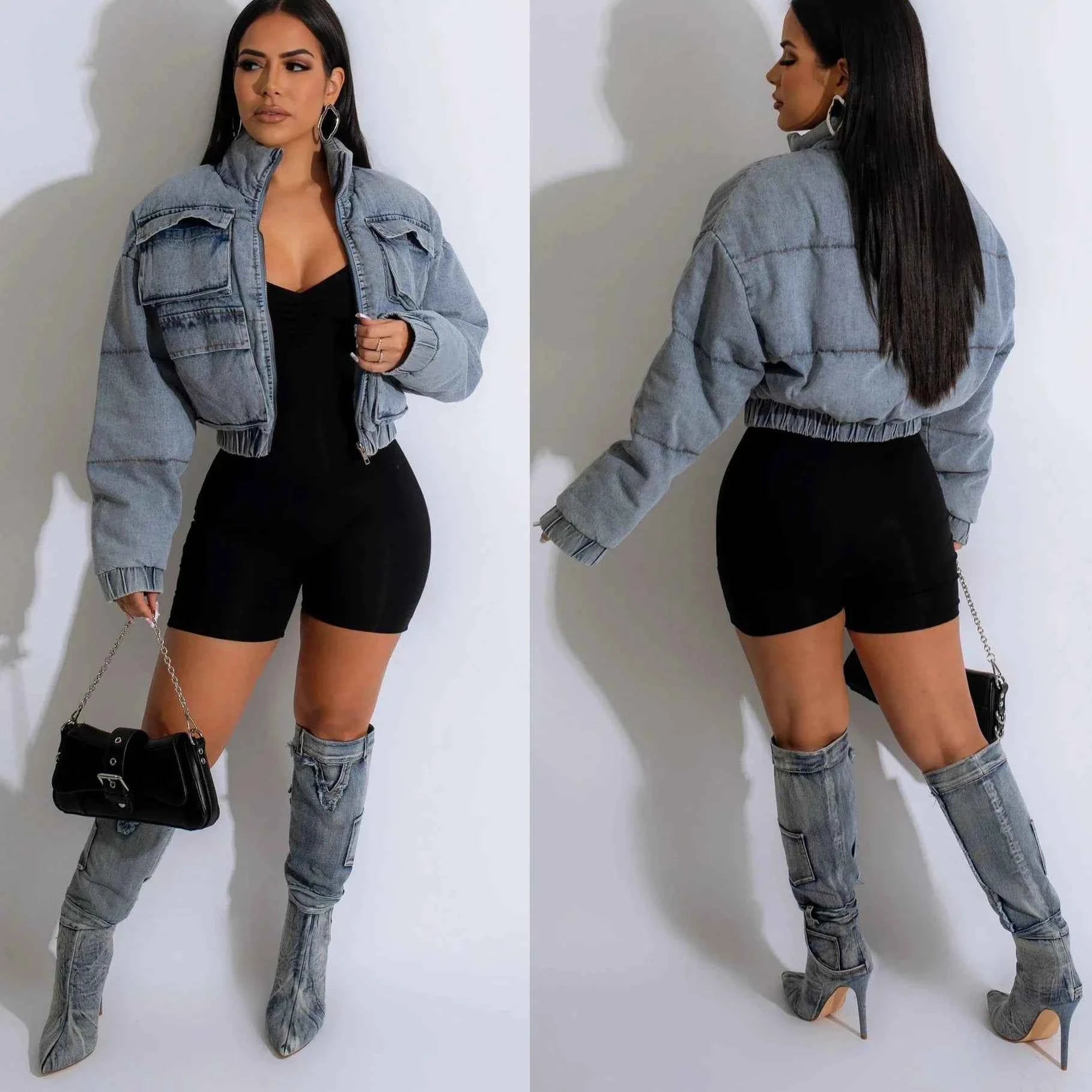 Puffer Denim Jacket