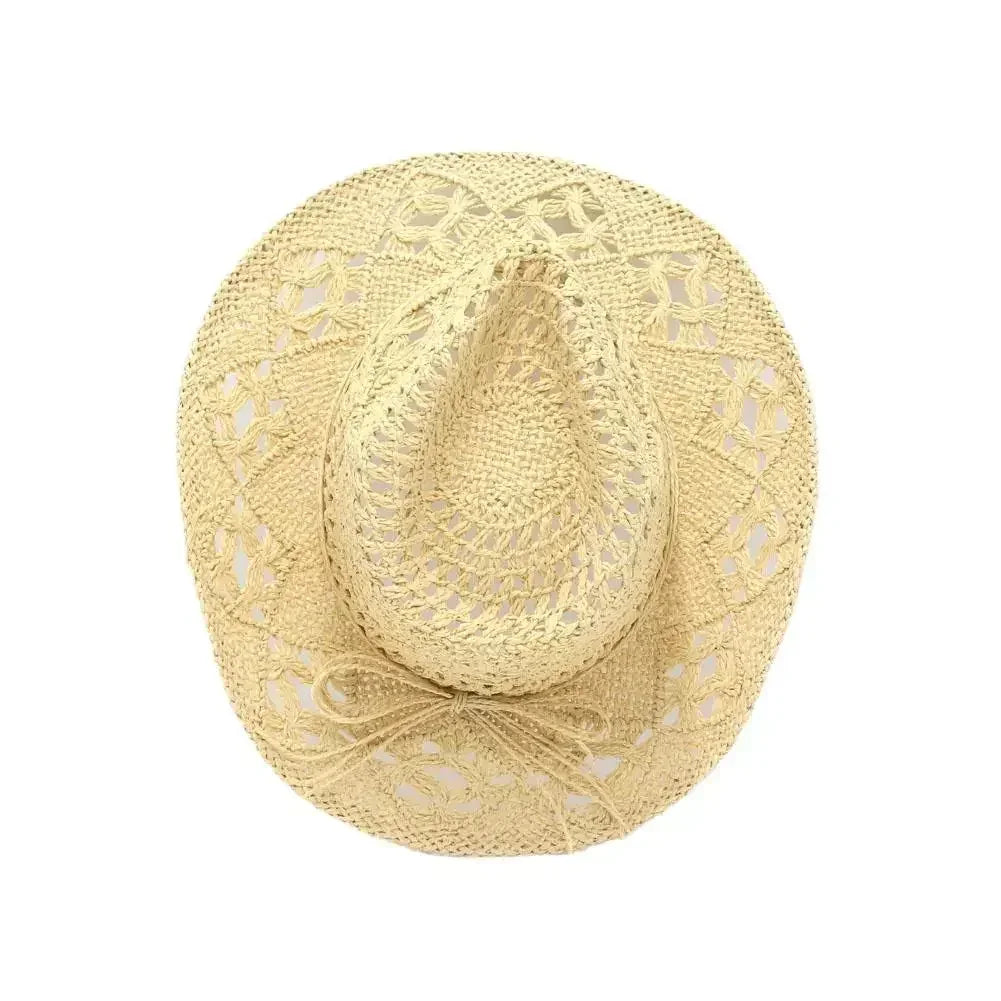 Summer Outdoor Men Women Hand-woven Western Cowboy Straw Hats Wide Brim Breathable Beach Jazz Cap Sun Protection Hat (Copy)