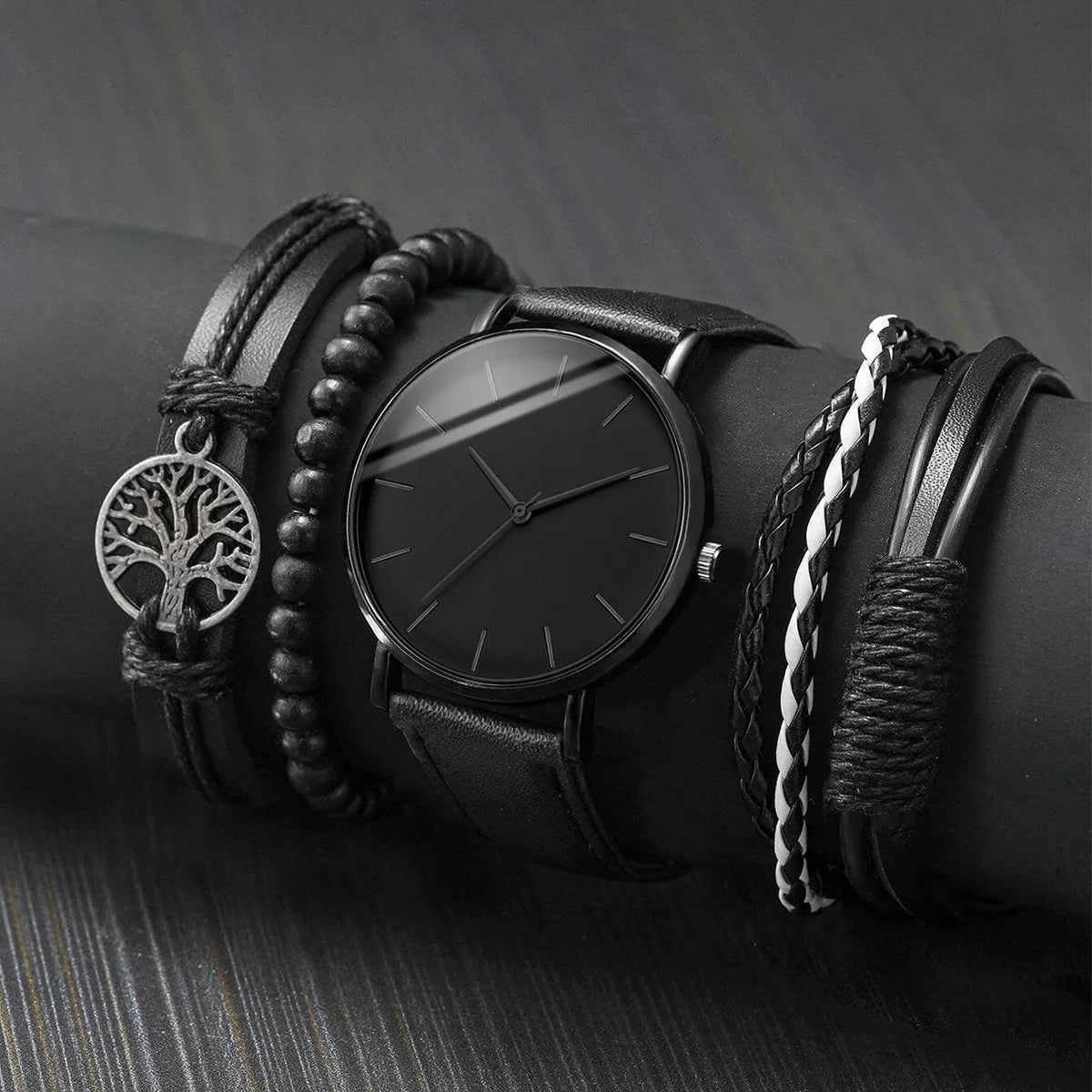 5PCSt Men Business Watches Fashion Leather Band Male's Quartz Watch