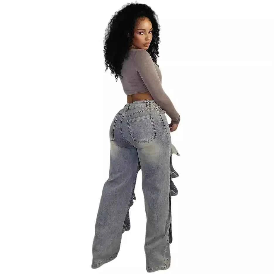 Denim Detachable High Waisted Pants