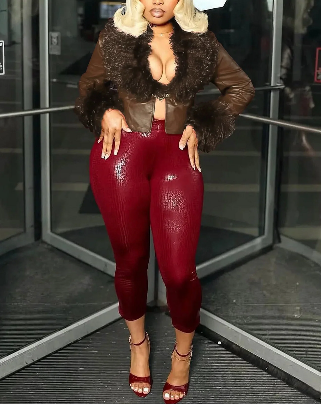 Elegant Leather Fur Jacket