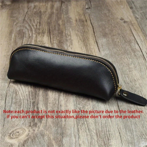 Vintage Leather Pencil Bag Simple Stationery Hoder Pen Case Storage