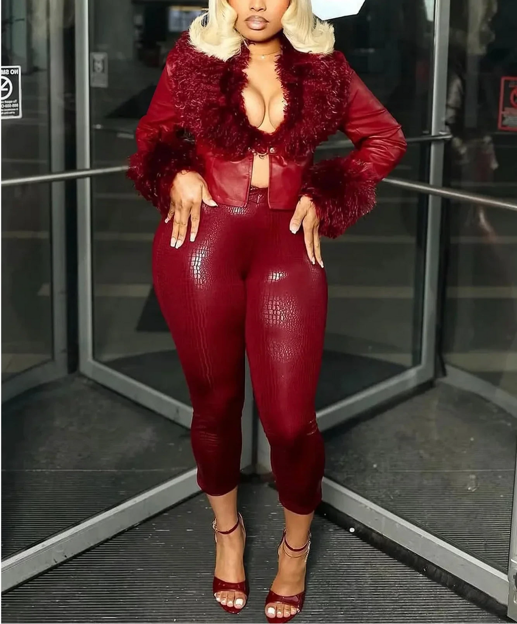 Elegant Leather Fur Jacket