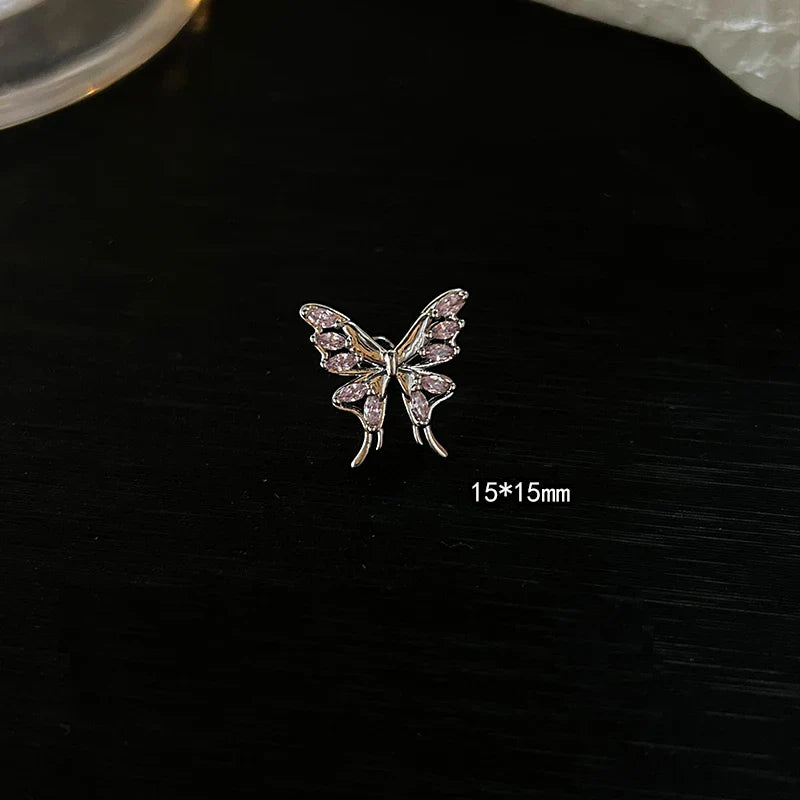 1 PCS Pink Bowknot Shiny Ear Bone Nail 316L Stainless Steel Korean Style Zircon Crystal Earring Women Y2K Cute Cochlea Jewelry