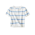 Women Fashion Striped Basic Cropped Knit Sweater Vintage O Neck Short Sleeve Female Pullovers Chic Tops by Urban Fashion Icon