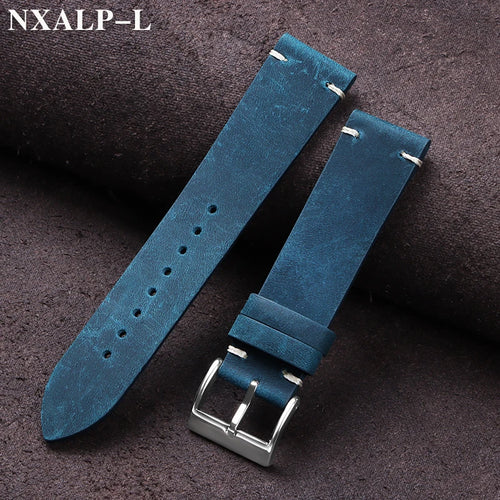 Vintage Oil Wax Leather Watch Band 18mm 20mm 21mm 22mm Handmade