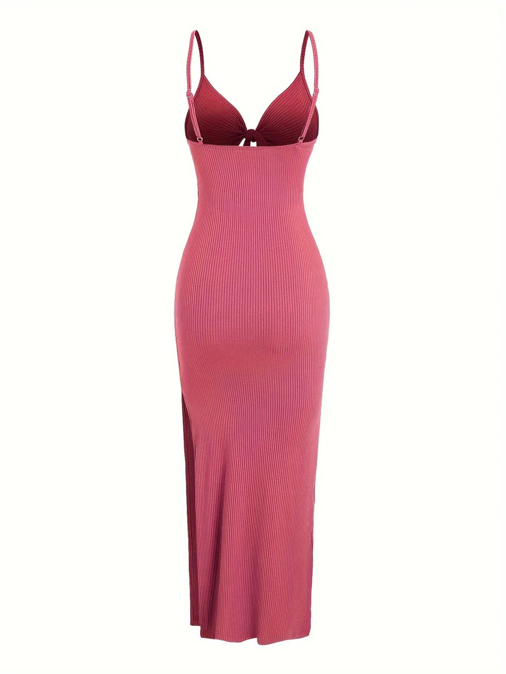 knit simple sleeveless suspender dress leaking back and sexy long skirt with neck. by nowadaysfashion