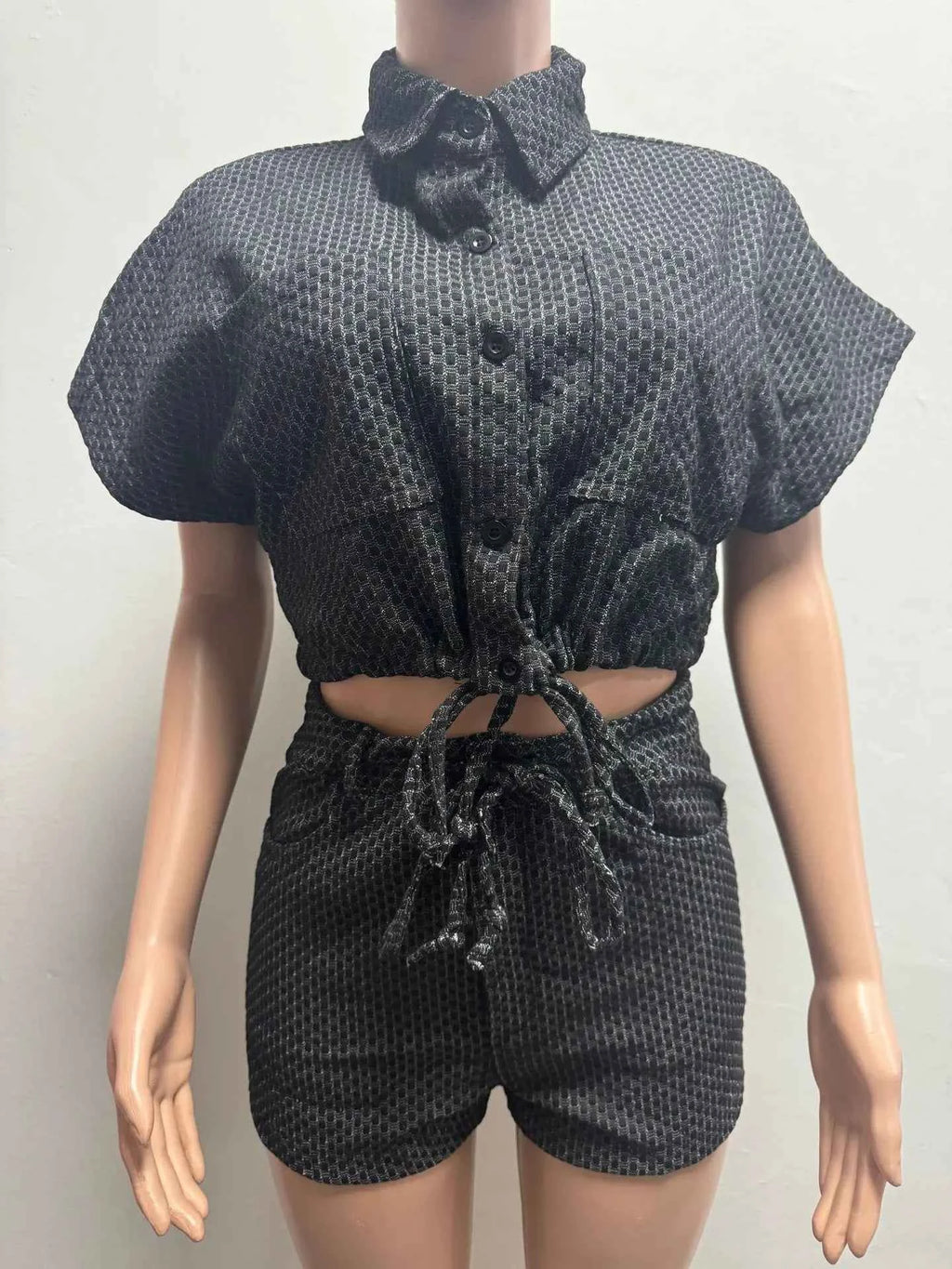 Denim Two-Piece Shorts Set