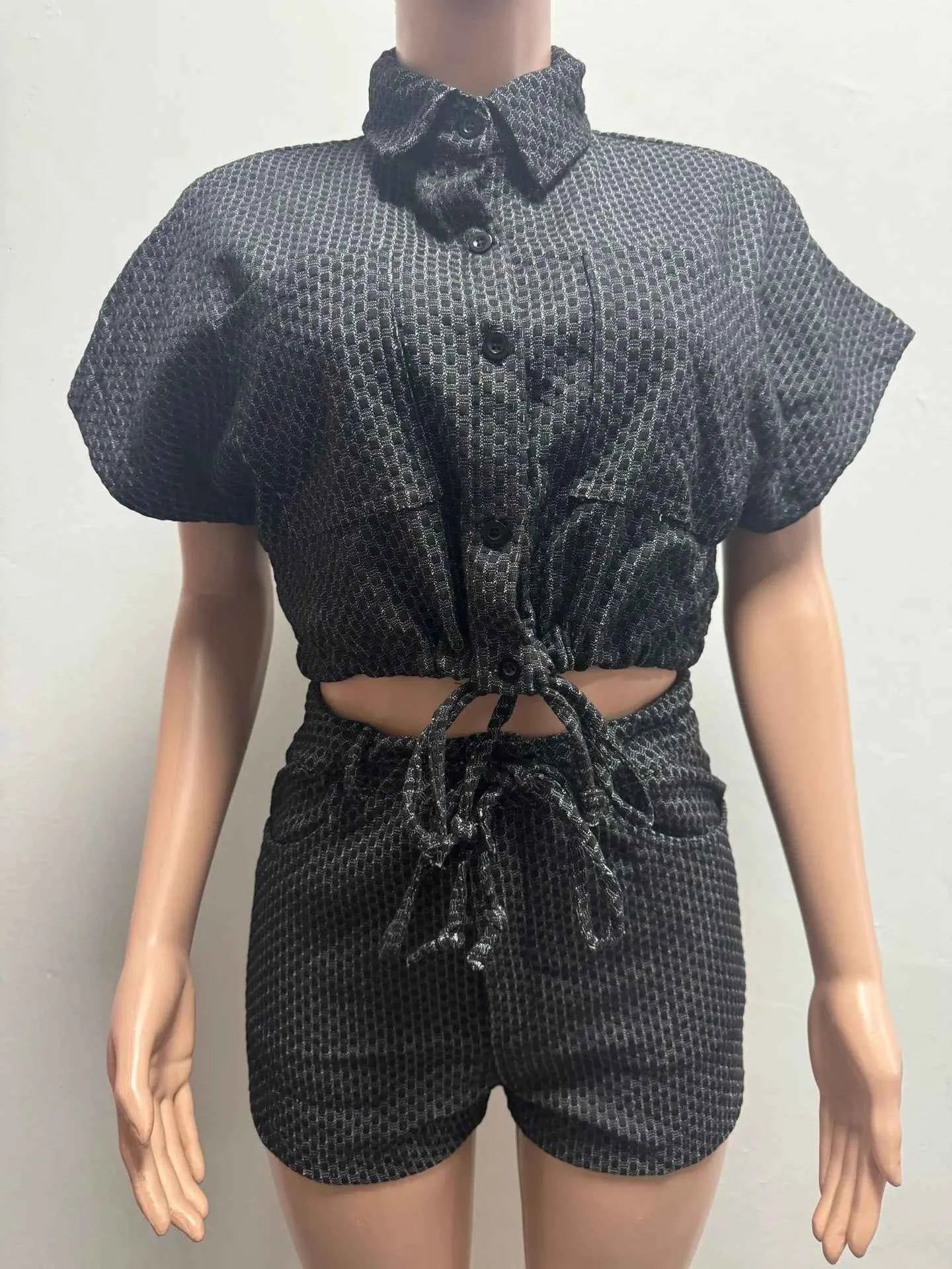 Denim Two-Piece Shorts Set