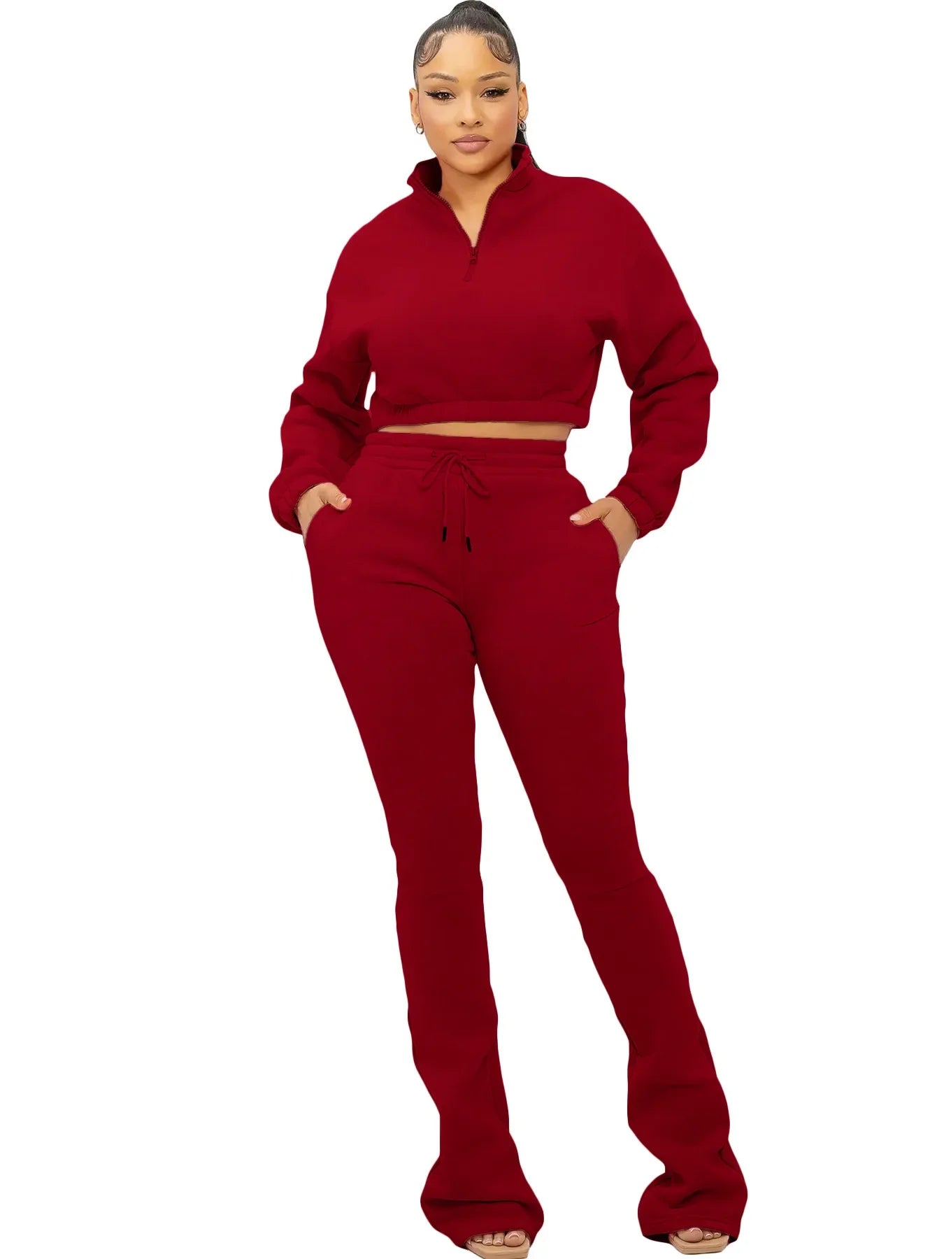 Casual Crop Top and Pants Set