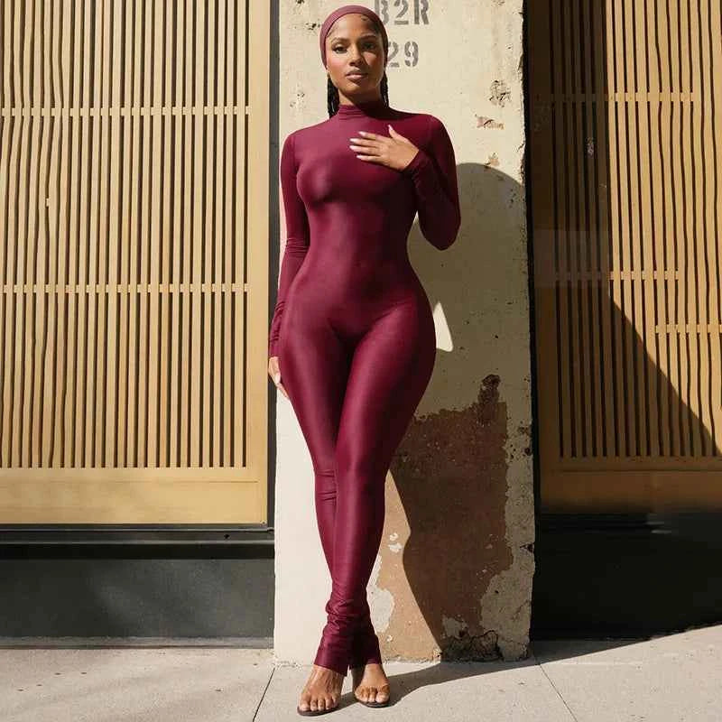 Back Zip Bodycon Jumpsuit