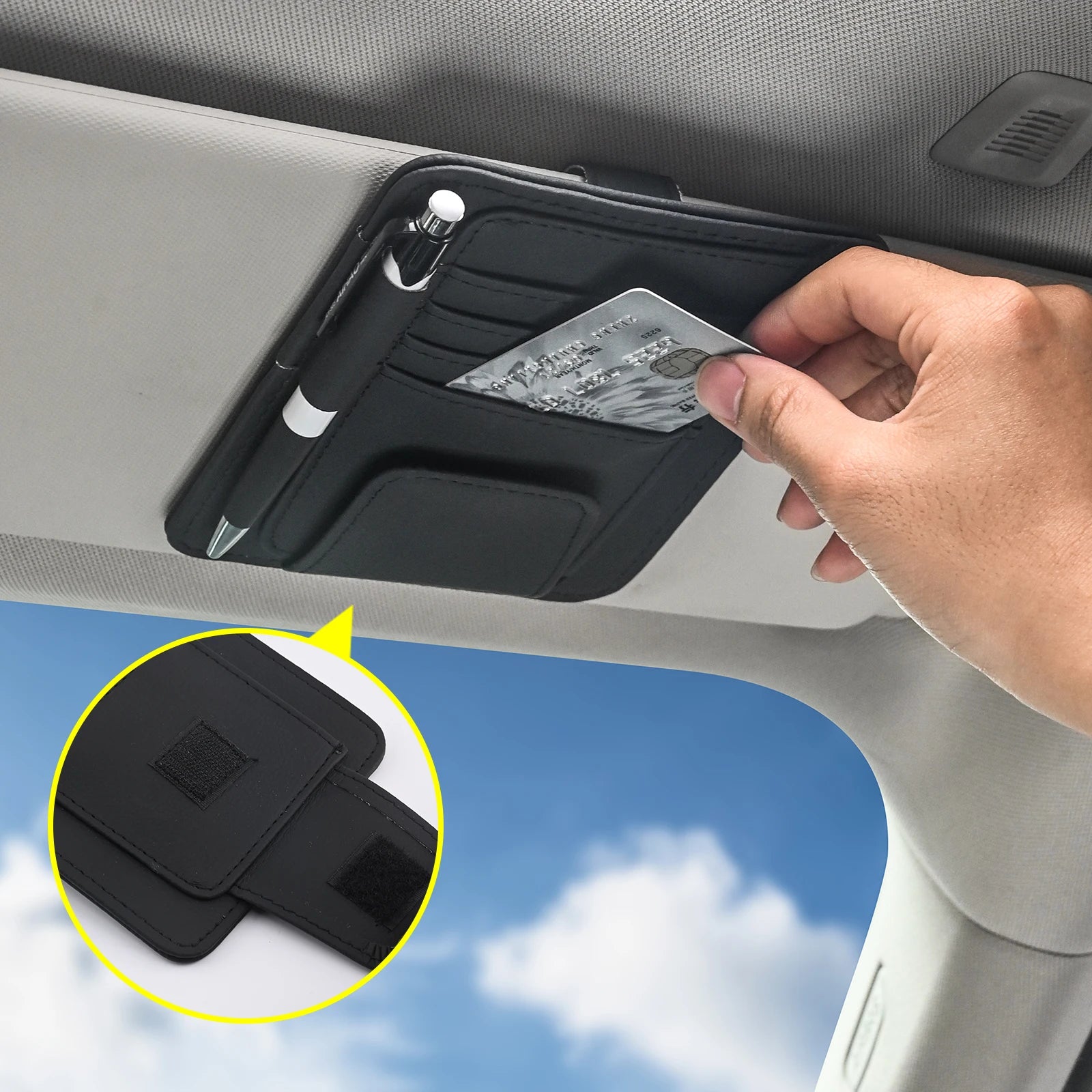Car Visor Organizer Multi-Pocket Pouch Bag Card Glasses Storage Holder