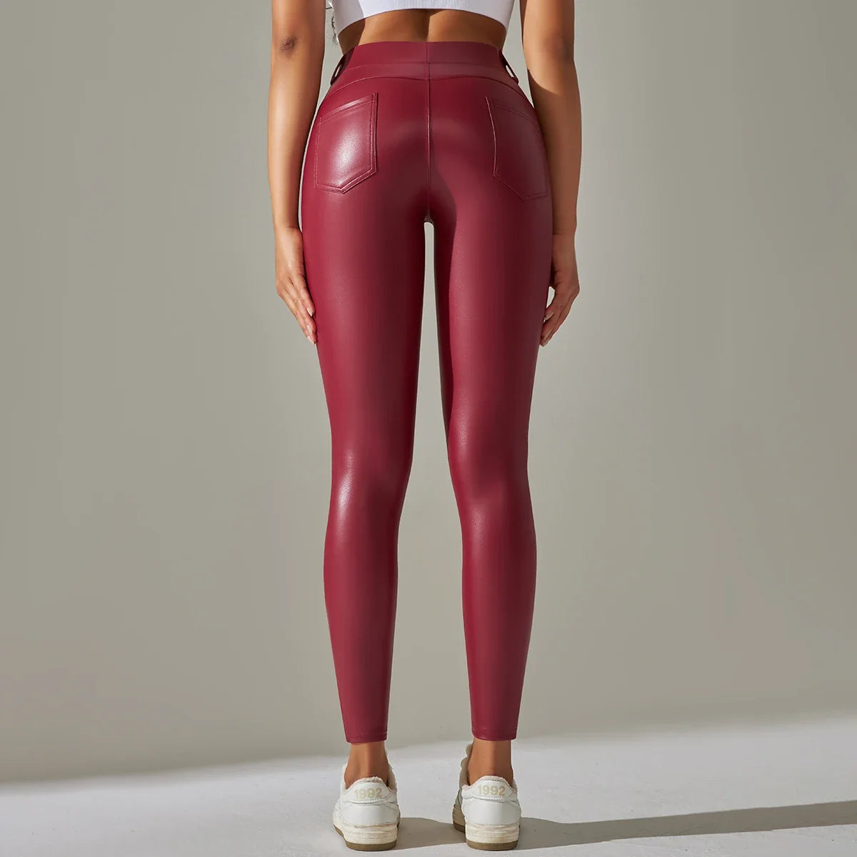PU Leather Leggings Women Sexy Scrunch Butt Leggings Girls Faux Leather Pants High Waist Push Up Casual Leggings 6 Color by Urban Fashion Icon