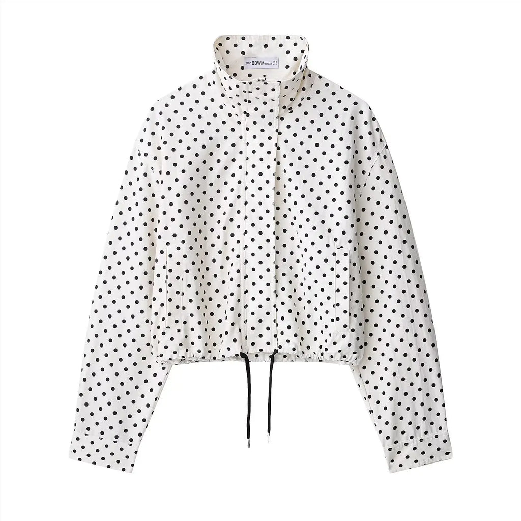 Polka Dot Print Jacket Two-Piece Set