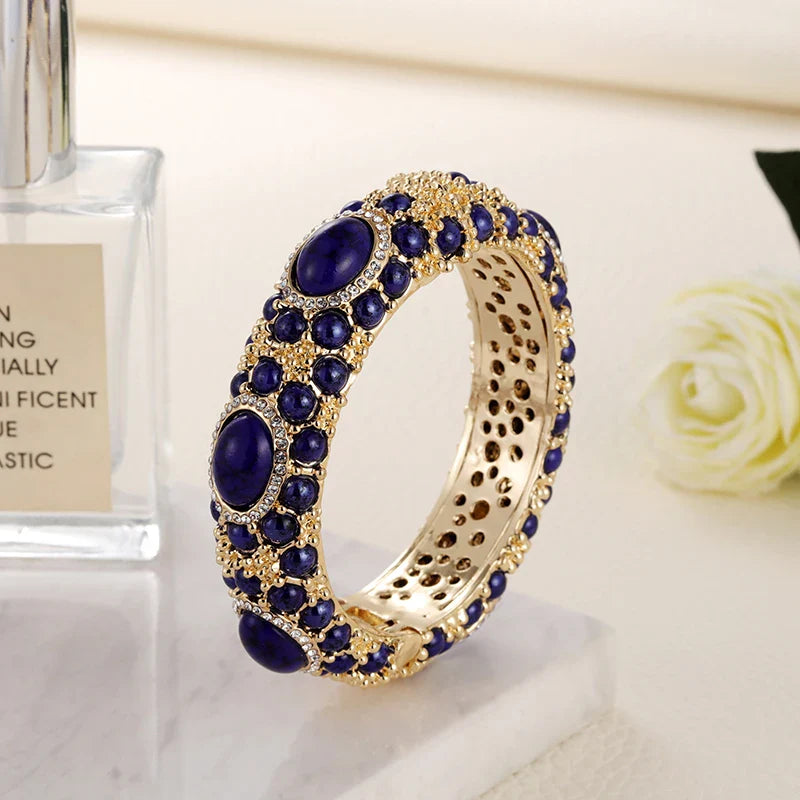 Gold Plated Rhinestone Resin Bangles