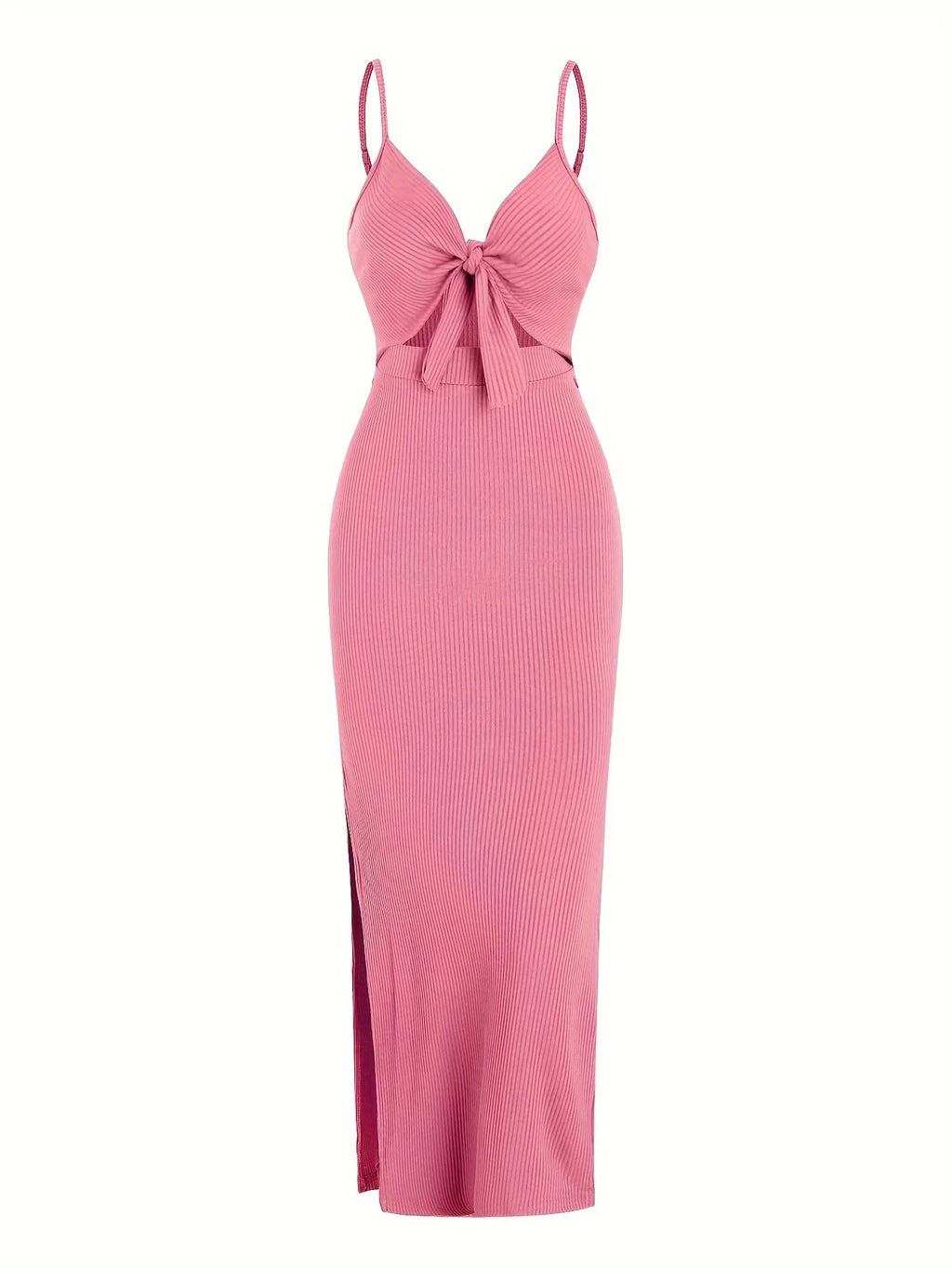Europe and America knit simple sleeveless suspender dress in spring and summer, leaking back and sexy long skirt with neck. by Urban Fashion Icon