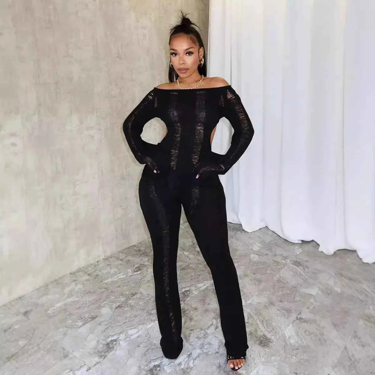 Crochet One-Piece Bodycon Romper
